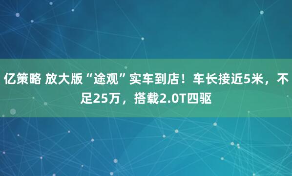 亿策略 放大版“途观”实车到店！车长接近5米，不足25万，搭载2.0T四驱